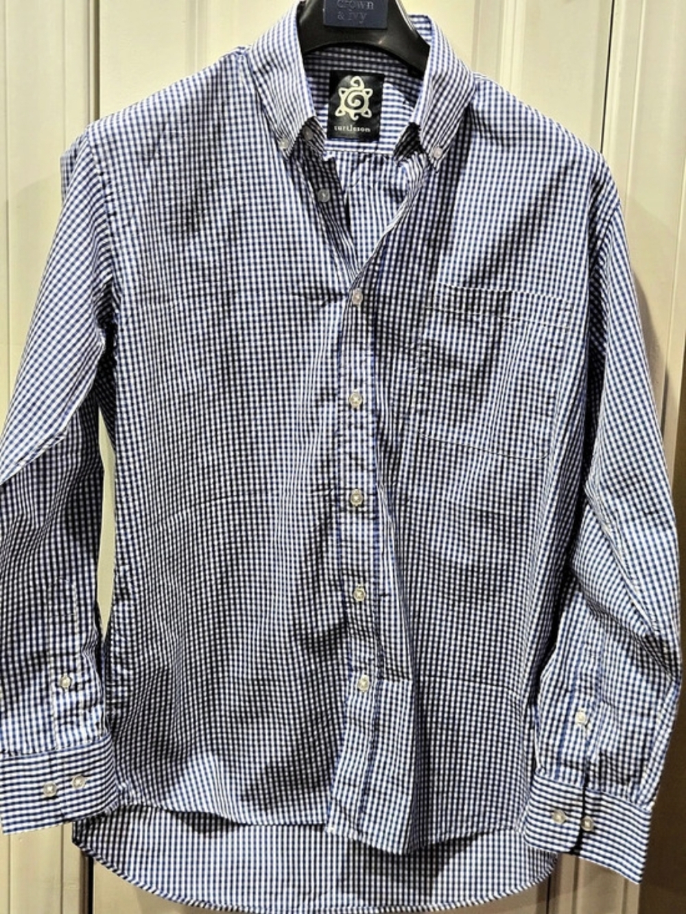 turtleson Gingham Button Down in Blue & White Size Medium